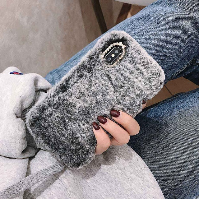 Fashion Lady Case for iPhone XS Max XR X 11 Pro Gift TPU Case Furry fluffy Warm Cover for iPhone 6 6S 7 8 Plus Soft Phone Case - Amzon World