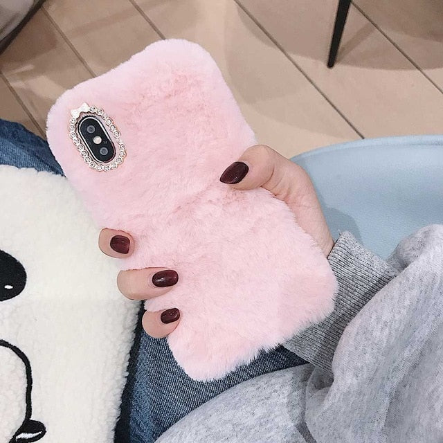 Fashion Lady Case for iPhone XS Max XR X 11 Pro Gift TPU Case Furry fluffy Warm Cover for iPhone 6 6S 7 8 Plus Soft Phone Case - Amzon World