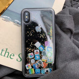 For iPhone 8 Liquid Hard PC Clear Phone Shell For iPhone 6 6S 7 8 Plus X XS XR MAX Cases Quicksand Cover Cute APP icon Case Capa - Amzon World