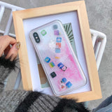 For iPhone 8 Liquid Hard PC Clear Phone Shell For iPhone 6 6S 7 8 Plus X XS XR MAX Cases Quicksand Cover Cute APP icon Case Capa - Amzon World