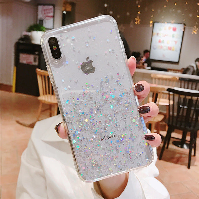 Luxury Bling Glitter Stars Sequins Case For iPhone 11 Pro XS MAX XR X Transparent Silicone Case For iphone 8 7 6 6S Plus Cover - Amzon World