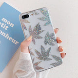 USLION Glitter Gold Leaf Transparent Case For iPhone 11 Pro X XS Max XR 8 7 Plus 11 Clear Phone Back Cover Bling Pineapple Cases - Amzon World