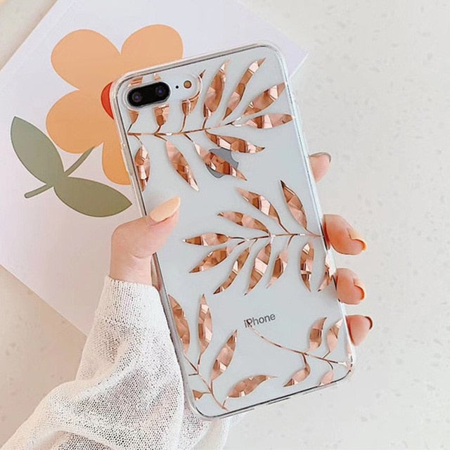 USLION Glitter Gold Leaf Transparent Case For iPhone 11 Pro X XS Max XR 8 7 Plus 11 Clear Phone Back Cover Bling Pineapple Cases - Amzon World