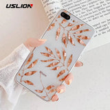 USLION Glitter Gold Leaf Transparent Case For iPhone 11 Pro X XS Max XR 8 7 Plus 11 Clear Phone Back Cover Bling Pineapple Cases - Amzon World