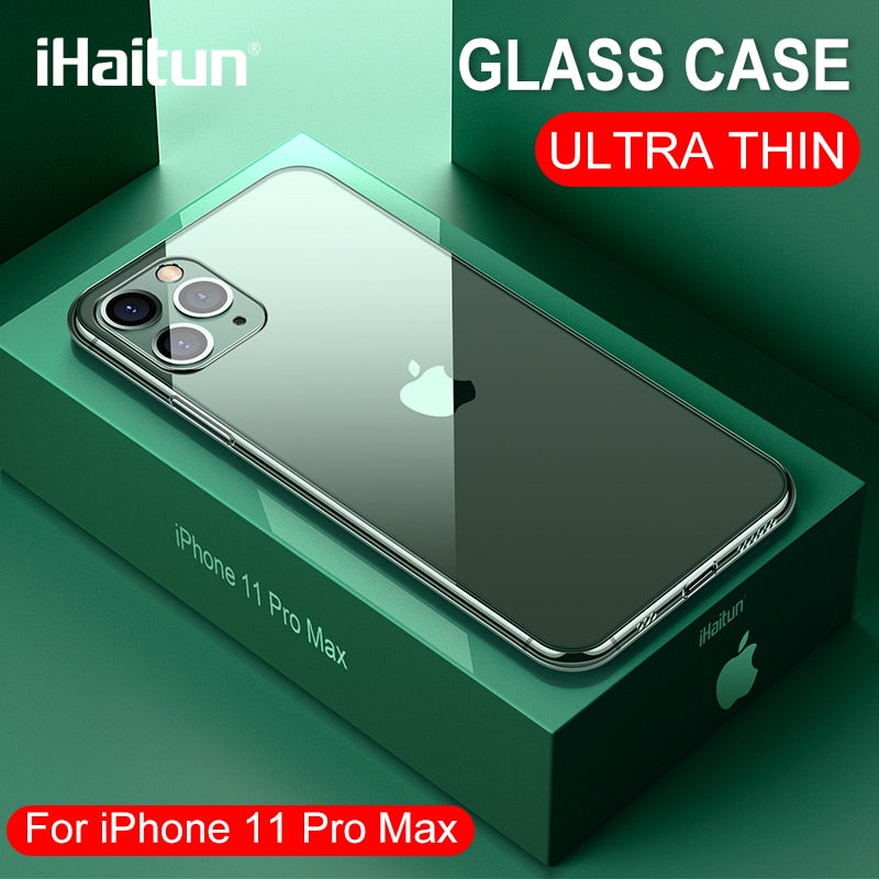 iHaitun Luxury Glass Case For iPhone 11 Pro Max Cases Ultra Thin Transparent Glass Cover For iPhone XS MAX XR X 10 7 8 Soft Edge - Amzon World