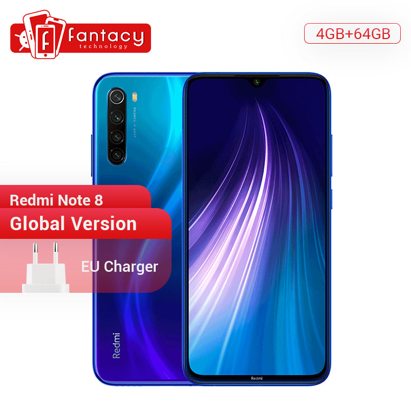 Gloabl Version Xiaomi Redmi Note 8 4GB 64GB 48MP Quad Camera Smartphone Snapdragon 665 Octa Core 6.3" FHD Screen 4K Video Phone - Amzon World