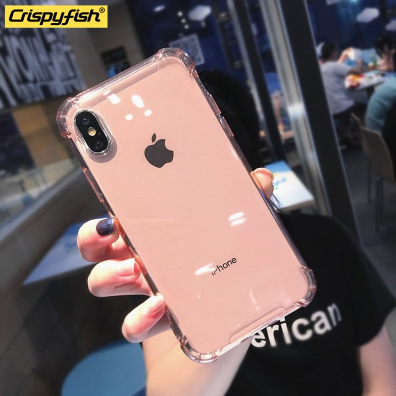 Crispyfish Shockproof Bumper Transparent Silicone Phone Case For iPhone X XS XR XS Max 8 7 6 6S Plus Clear protection Back Cover - Amzon World
