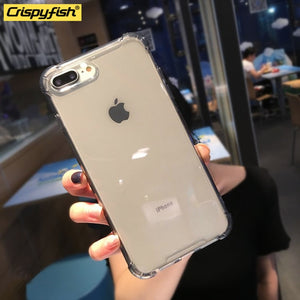 Crispyfish Shockproof Bumper Transparent Silicone Phone Case For iPhone X XS XR XS Max 8 7 6 6S Plus Clear protection Back Cover - Amzon World