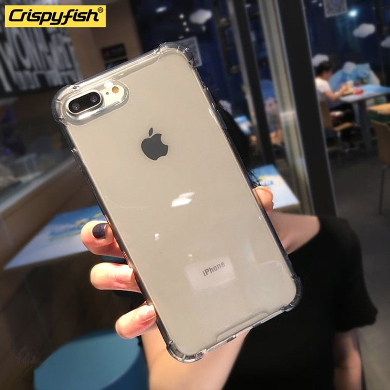 Crispyfish Shockproof Bumper Transparent Silicone Phone Case For iPhone X XS XR XS Max 8 7 6 6S Plus Clear protection Back Cover - Amzon World