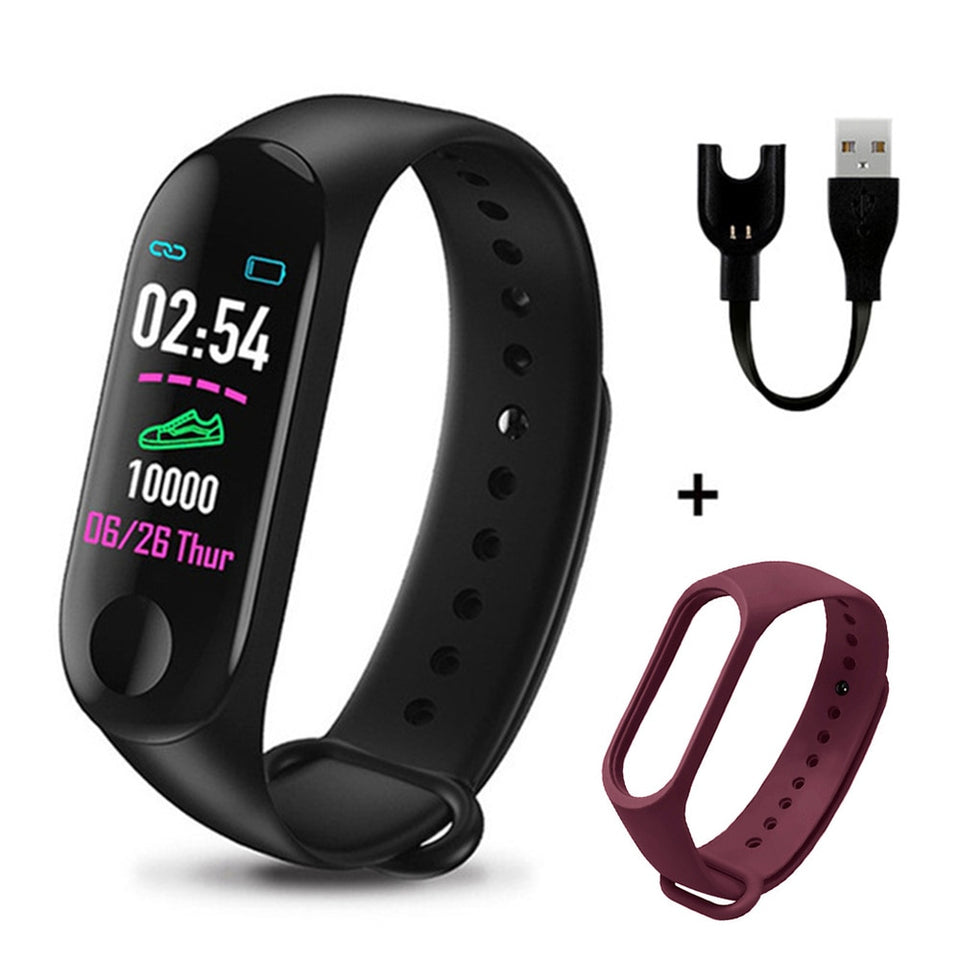 M3 Plus Men's Smart Watch Color Screen IP67 Waterproof Smart Watch Blood Pressure Heart Rate Activity Fitness Tracker Men Watch - Amzon World