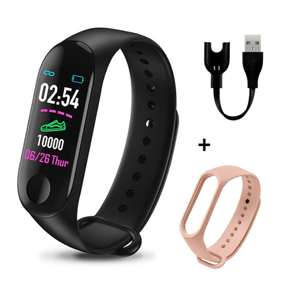 M3 Plus Men's Smart Watch Color Screen IP67 Waterproof Smart Watch Blood Pressure Heart Rate Activity Fitness Tracker Men Watch - Amzon World