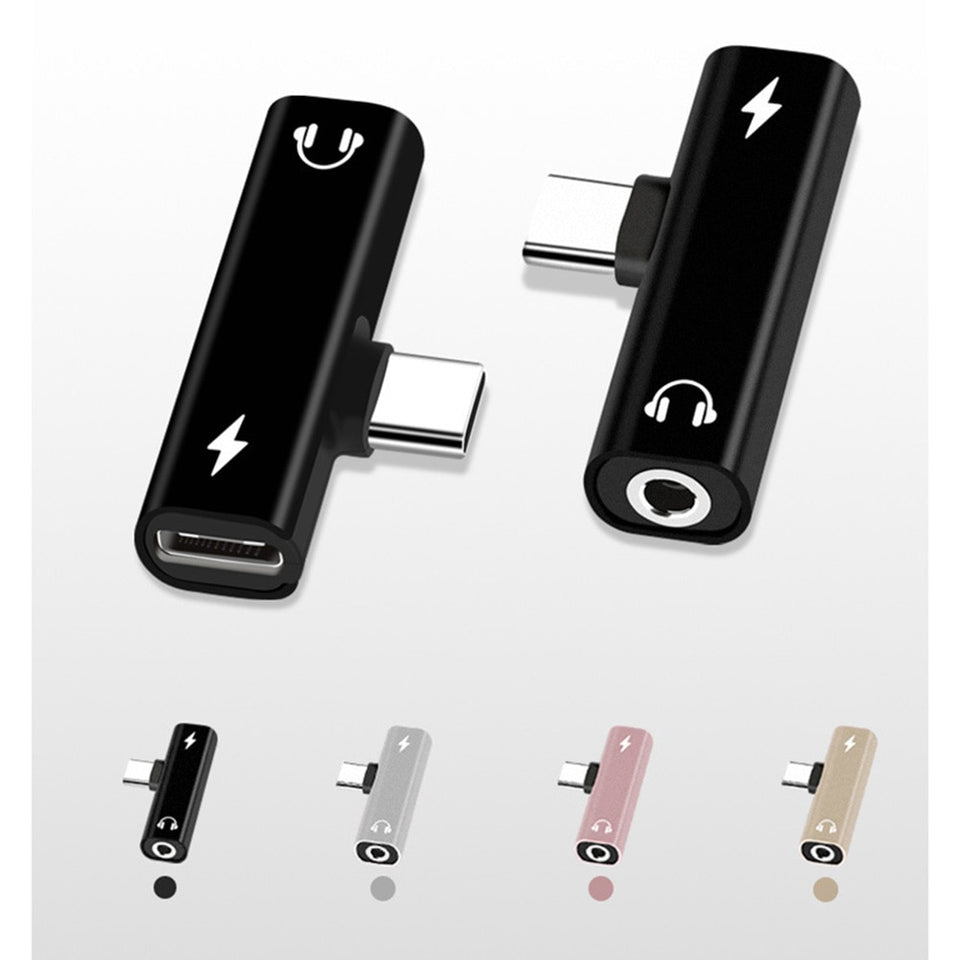 2 In 1 Type C To 3.5mm Jack Earphone Charging Converter USB Type-C Audio Adapter for Xiaomi 6 Huawei P10 Mate 20 Type C Phones - Amzon World