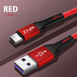 ZNP USB Type C Cable For Samsung S10 Huawei P30 Pro Fast Charge Type-C Mobile Phone Charging Wire USB C Cable for Samsung S9 S8 - Amzon World
