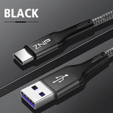 ZNP USB Type C Cable For Samsung S10 Huawei P30 Pro Fast Charge Type-C Mobile Phone Charging Wire USB C Cable for Samsung S9 S8 - Amzon World