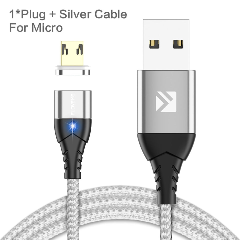 FLOVEME Magnetic Cable Micro USB Type C For iPhone Lighting Cable 1M 3A Fast Charging Wire Type-C Magnet Charger Phone Cable - Amzon World