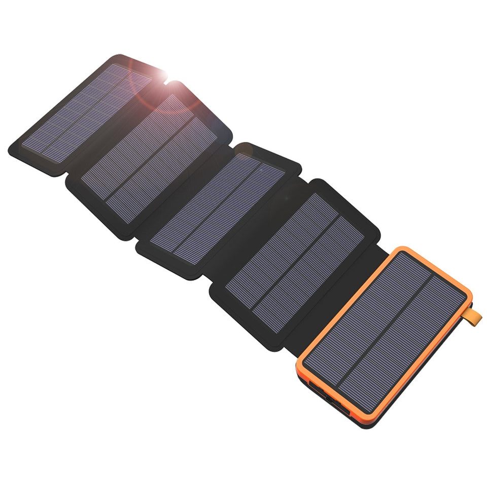20000mAh Solar Power Bank Dual USB Waterproof Solar Charger External Battery Power Charger with LED Light for Smartphone - Amzon World