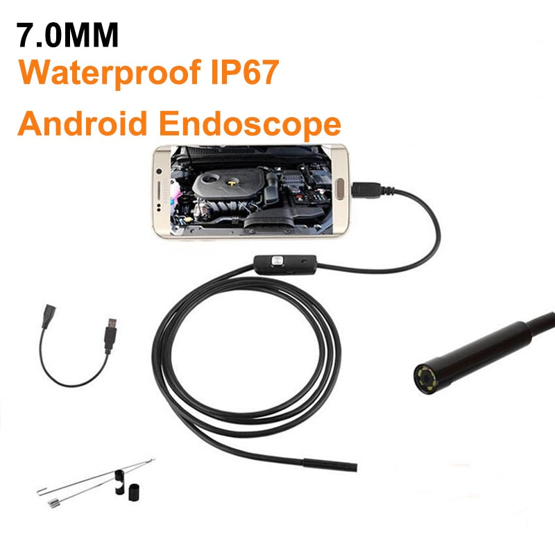 2M 1M 5.5mm 7mm Endoscope Camera Flexible IP67 Waterproof Inspection Borescope Camera for Android PC Notebook 6LEDs Adjustable - Amzon World