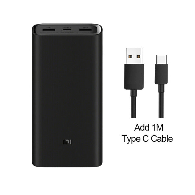 2019 NEW Xiaomi mi Power Bank 20000mAh 3 USB-C 45W Three Ports Output PD Quick Charger Powerbank Xiaomi 2C External Battery Pack - Amzon World