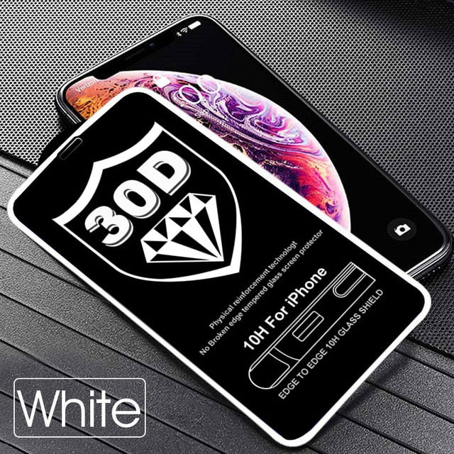 30D Protective Glass on the For iPhone X XS Max XR Tempered Screen Protector Film Curved Edge Glass XR XS Max Full Cover Glass - Amzon World