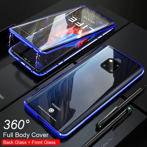 360 Full Protection Magnetic Case For huawei Mate 20 Pro Shockproof Case Cover Metal Bumber Front+Back double-sided Glass Case - Amzon World