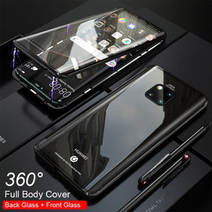 360 Full Protection Magnetic Case For huawei Mate 20 Pro Shockproof Case Cover Metal Bumber Front+Back double-sided Glass Case - Amzon World