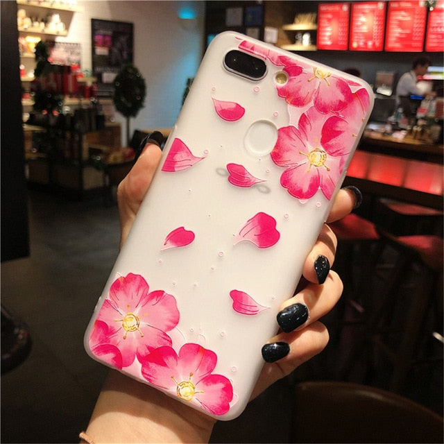 3D Relief Floral Phone Case For OPPO A59 A37 A57 A83 A73 A75 F5 F7 F9 A5 A3S A37 A77 A3 R17 A7X K1 R15 Case Girly Silicon Cover - Amzon World