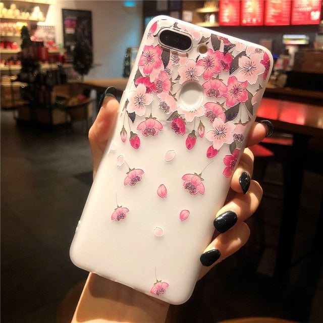 3D Relief Floral Phone Case For OPPO A59 A37 A57 A83 A73 A75 F5 F7 F9 A5 A3S A37 A77 A3 R17 A7X K1 R15 Case Girly Silicon Cover - Amzon World