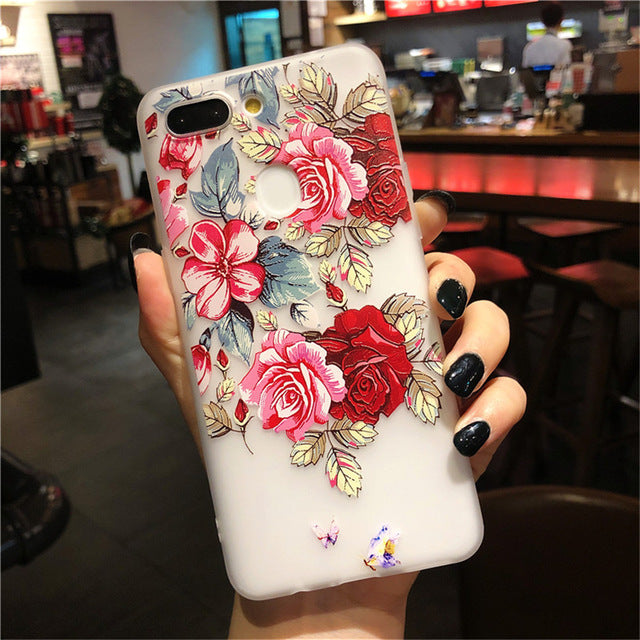 3D Relief Floral Phone Case For OPPO A59 A37 A57 A83 A73 A75 F5 F7 F9 A5 A3S A37 A77 A3 R17 A7X K1 R15 Case Girly Silicon Cover - Amzon World