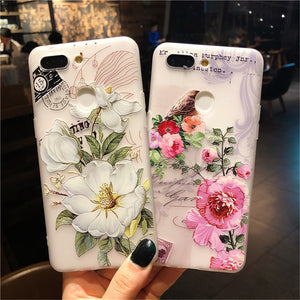 3D Relief Floral Phone Case For OPPO A59 A37 A57 A83 A73 A75 F5 F7 F9 A5 A3S A37 A77 A3 R17 A7X K1 R15 Case Girly Silicon Cover - Amzon World