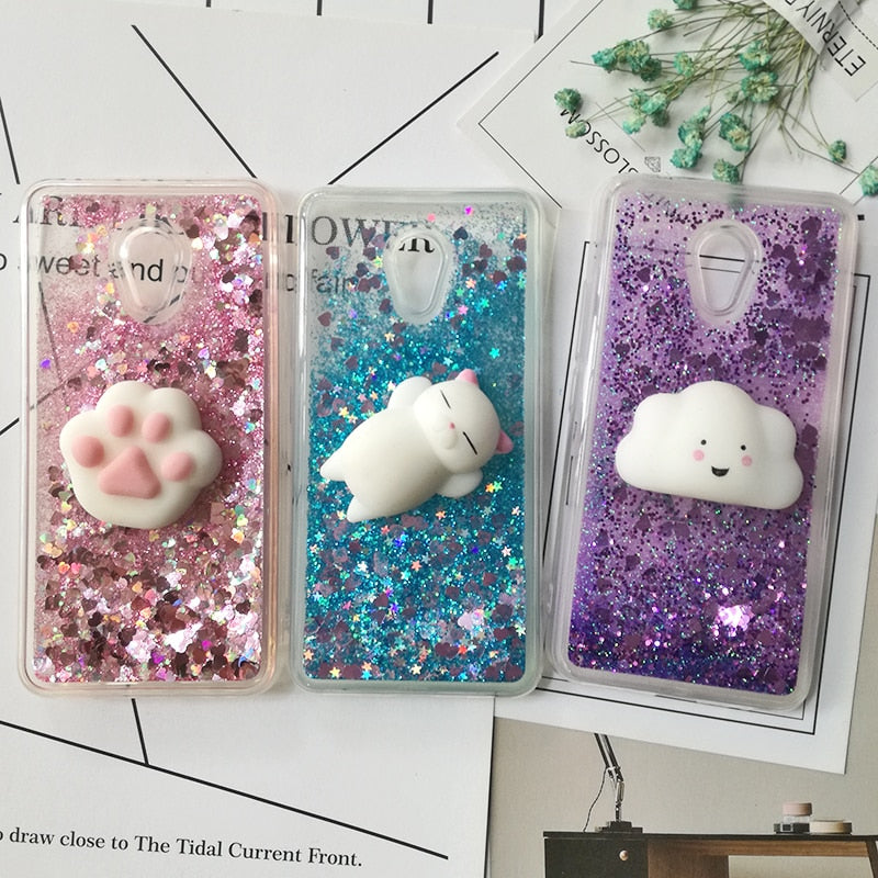 3d Squishy Cat Cases for Meizu M6 Note M5S M3 Note M5 Note MX6 M6S M6 Cover Love Heart Star Glitter Liquid Quicksand Phone Cases - Amzon World