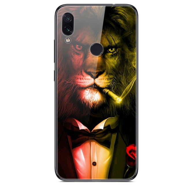 6.3'' For Xiaomi Redmi Note 7 Case Glass Back Hard Cover For Xiaomi Redmi Note 7 Case Note7 Soft Bumper Tempered Fashion Note 7S - Amzon World