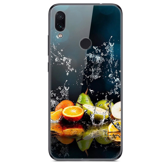 6.3'' For Xiaomi Redmi Note 7 Case Glass Back Hard Cover For Xiaomi Redmi Note 7 Case Note7 Soft Bumper Tempered Fashion Note 7S - Amzon World