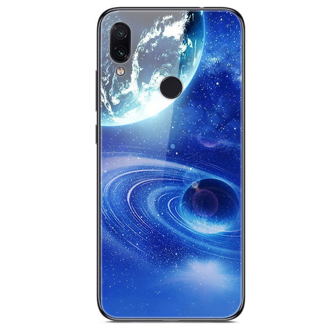6.3'' For Xiaomi Redmi Note 7 Case Glass Back Hard Cover For Xiaomi Redmi Note 7 Case Note7 Soft Bumper Tempered Fashion Note 7S - Amzon World