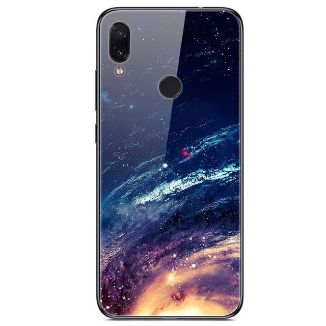 6.3'' For Xiaomi Redmi Note 7 Case Glass Back Hard Cover For Xiaomi Redmi Note 7 Case Note7 Soft Bumper Tempered Fashion Note 7S - Amzon World