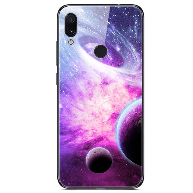 6.3'' For Xiaomi Redmi Note 7 Case Glass Back Hard Cover For Xiaomi Redmi Note 7 Case Note7 Soft Bumper Tempered Fashion Note 7S - Amzon World