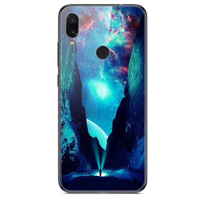 6.3'' For Xiaomi Redmi Note 7 Case Glass Back Hard Cover For Xiaomi Redmi Note 7 Case Note7 Soft Bumper Tempered Fashion Note 7S - Amzon World