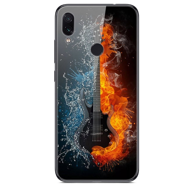 6.3'' For Xiaomi Redmi Note 7 Case Glass Back Hard Cover For Xiaomi Redmi Note 7 Case Note7 Soft Bumper Tempered Fashion Note 7S - Amzon World