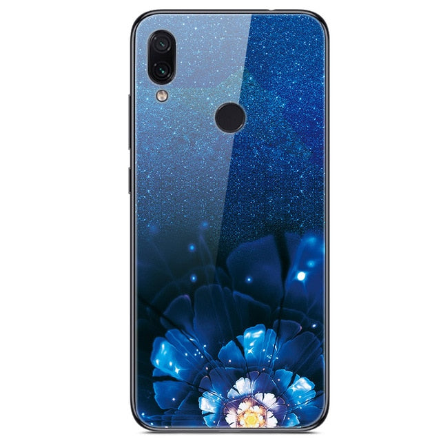 6.3'' For Xiaomi Redmi Note 7 Case Glass Back Hard Cover For Xiaomi Redmi Note 7 Case Note7 Soft Bumper Tempered Fashion Note 7S - Amzon World