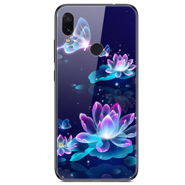 6.3'' For Xiaomi Redmi Note 7 Case Glass Back Hard Cover For Xiaomi Redmi Note 7 Case Note7 Soft Bumper Tempered Fashion Note 7S - Amzon World
