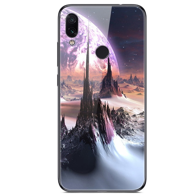 6.3'' For Xiaomi Redmi Note 7 Case Glass Back Hard Cover For Xiaomi Redmi Note 7 Case Note7 Soft Bumper Tempered Fashion Note 7S - Amzon World
