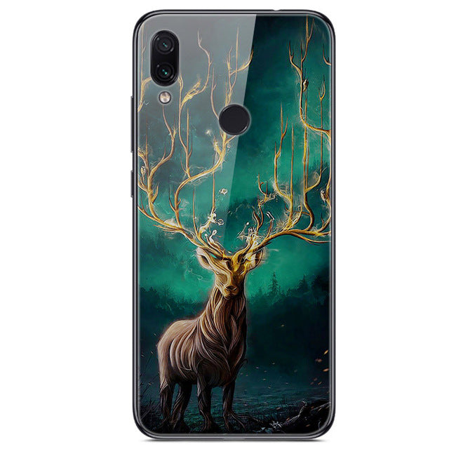 6.3'' For Xiaomi Redmi Note 7 Case Glass Back Hard Cover For Xiaomi Redmi Note 7 Case Note7 Soft Bumper Tempered Fashion Note 7S - Amzon World