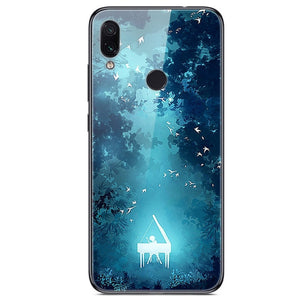 6.3'' For Xiaomi Redmi Note 7 Case Glass Back Hard Cover For Xiaomi Redmi Note 7 Case Note7 Soft Bumper Tempered Fashion Note 7S - Amzon World
