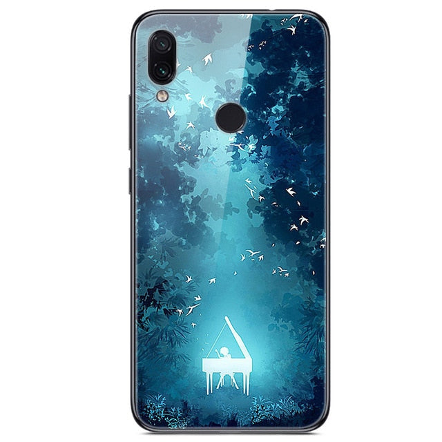 6.3'' For Xiaomi Redmi Note 7 Case Glass Back Hard Cover For Xiaomi Redmi Note 7 Case Note7 Soft Bumper Tempered Fashion Note 7S - Amzon World