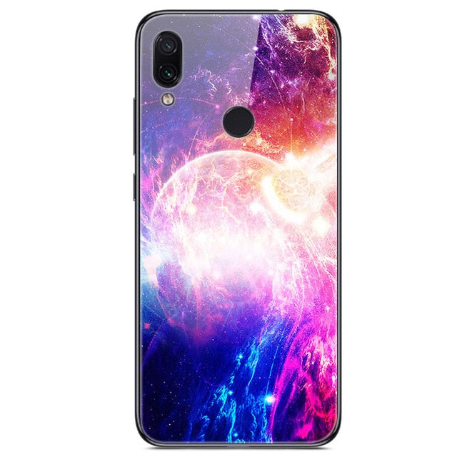6.3'' For Xiaomi Redmi Note 7 Case Glass Back Hard Cover For Xiaomi Redmi Note 7 Case Note7 Soft Bumper Tempered Fashion Note 7S - Amzon World