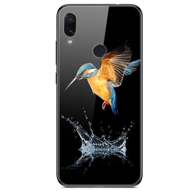 6.3'' For Xiaomi Redmi Note 7 Case Glass Back Hard Cover For Xiaomi Redmi Note 7 Case Note7 Soft Bumper Tempered Fashion Note 7S - Amzon World