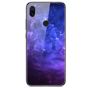 6.3'' For Xiaomi Redmi Note 7 Case Glass Back Hard Cover For Xiaomi Redmi Note 7 Case Note7 Soft Bumper Tempered Fashion Note 7S - Amzon World