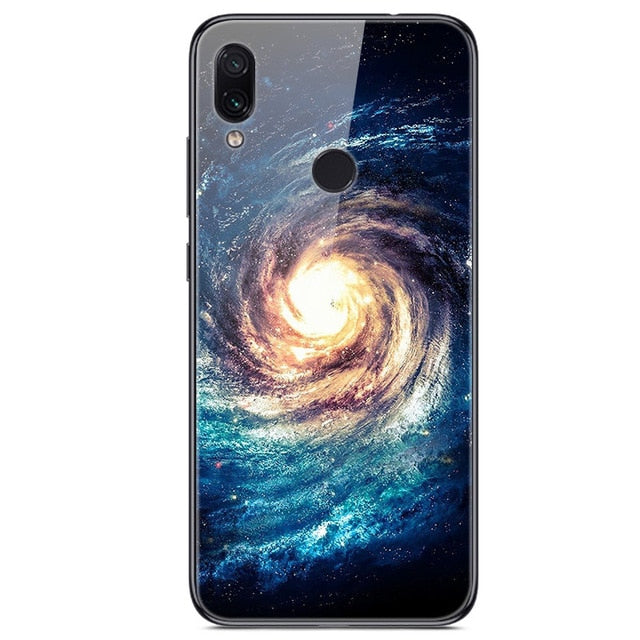 6.3'' For Xiaomi Redmi Note 7 Case Glass Back Hard Cover For Xiaomi Redmi Note 7 Case Note7 Soft Bumper Tempered Fashion Note 7S - Amzon World