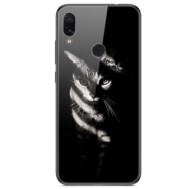 6.3'' For Xiaomi Redmi Note 7 Case Glass Back Hard Cover For Xiaomi Redmi Note 7 Case Note7 Soft Bumper Tempered Fashion Note 7S - Amzon World