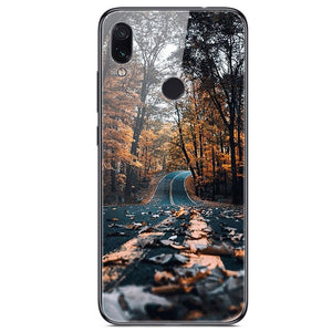 6.3'' For Xiaomi Redmi Note 7 Case Glass Back Hard Cover For Xiaomi Redmi Note 7 Case Note7 Soft Bumper Tempered Fashion Note 7S - Amzon World