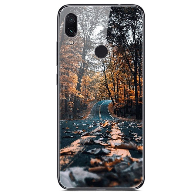 6.3'' For Xiaomi Redmi Note 7 Case Glass Back Hard Cover For Xiaomi Redmi Note 7 Case Note7 Soft Bumper Tempered Fashion Note 7S - Amzon World